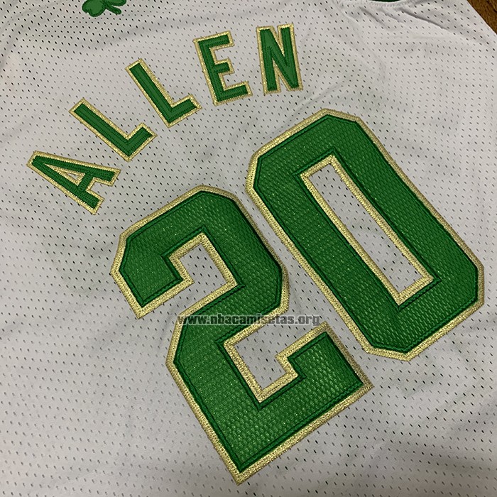 Camiseta Boston Celtics Ray Allen NO 20 Hardwood Classics Throwback 2007-08 Blanco